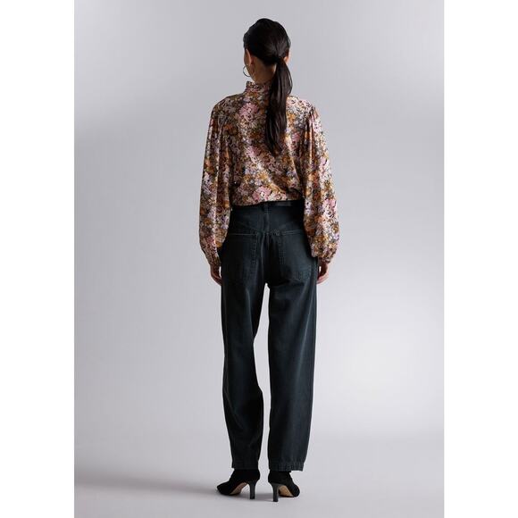 & Other Stories Shirt Womens Size Large Frill Collar Blouse Puff Peasant Sleeves - Picture 3 of 11